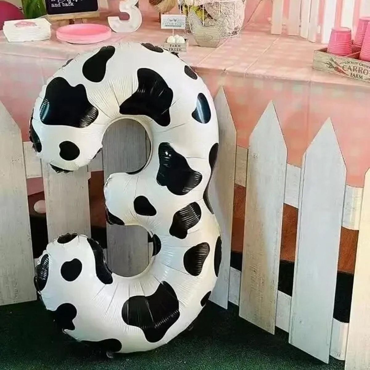 Portable Cow Balloon Whimsical Cow Number Balloon Fun Foldable Baby