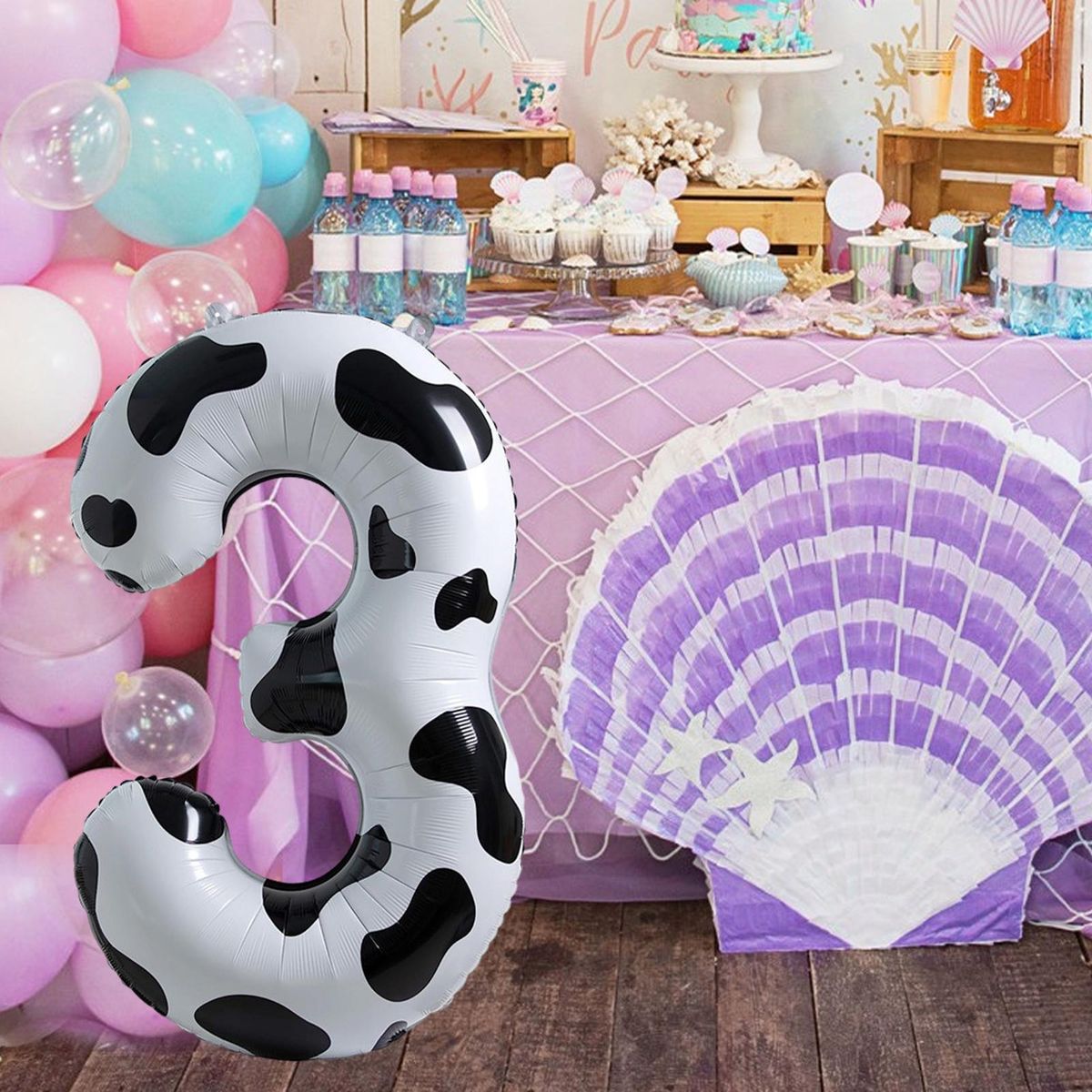 Portable Cow Balloon Whimsical Cow Number Balloon Fun Foldable Baby
