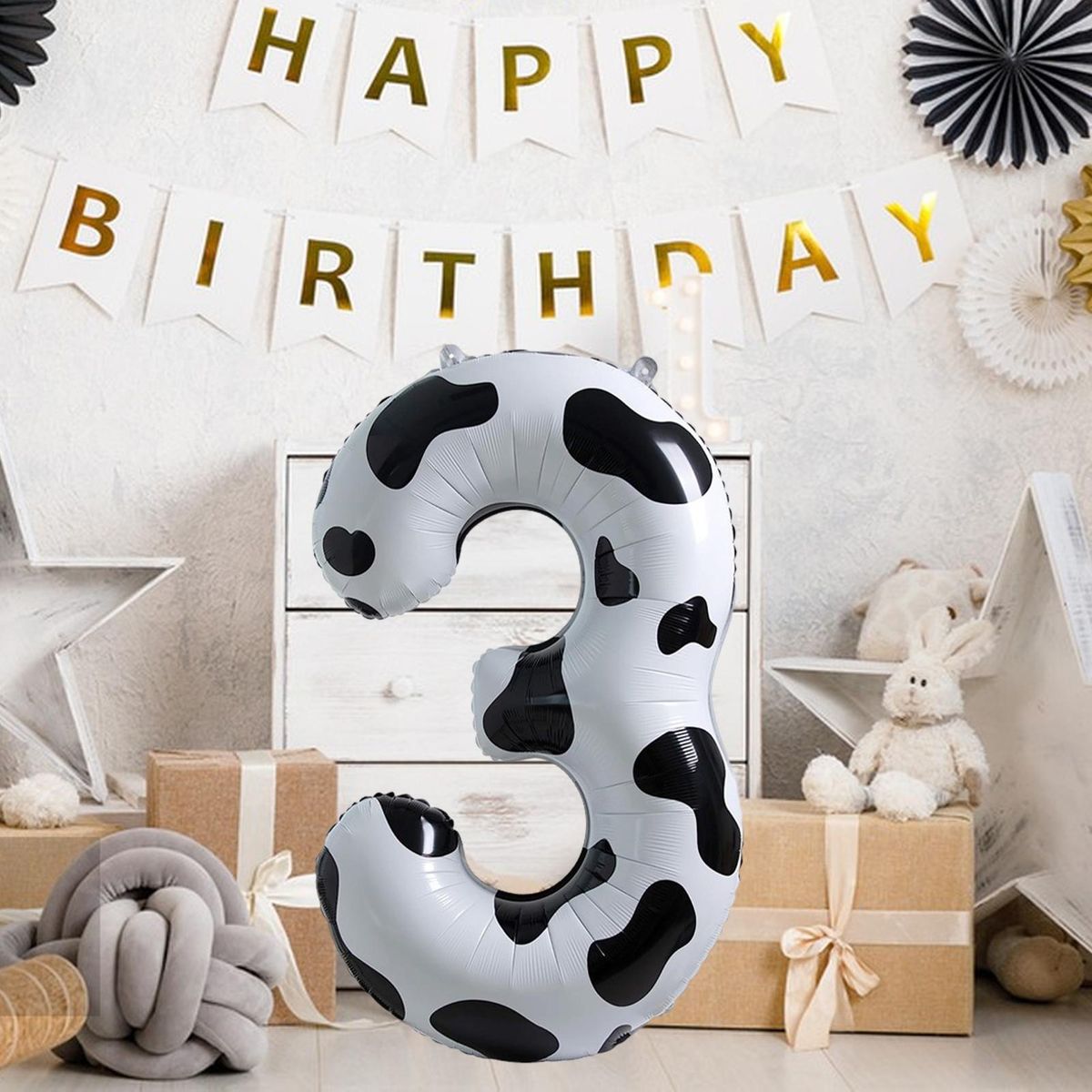 Portable Cow Balloon Whimsical Cow Number Balloon Fun Foldable Baby