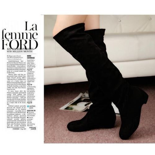 Womens Knee High Heel Ladies Long Cut Out Thigh High Boots