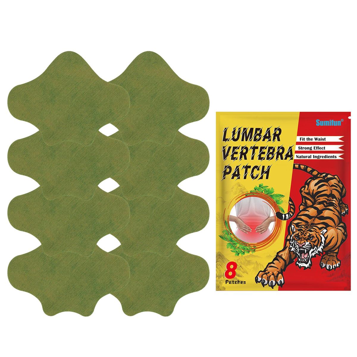 Sumifun 8 PCS/ Bag Pain Relief Patch for Lumbar Vertebra Natural Non-irritating Waist Shoulder Back Neck Joint Patches for Office Worker Driver Elder Sportsman