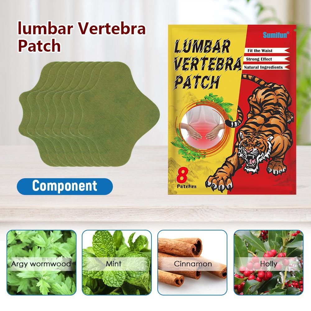 Sumifun 8 PCS/ Bag Pain Relief Patch for Lumbar Vertebra Natural Non-irritating Waist Shoulder Back Neck Joint Patches for Office Worker Driver Elder Sportsman