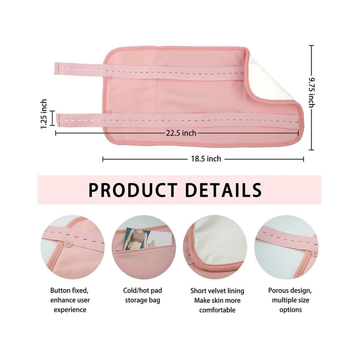 Reusable Organic Castor Oil Pack Kit, Adjustable Elastic Strap(Pink)