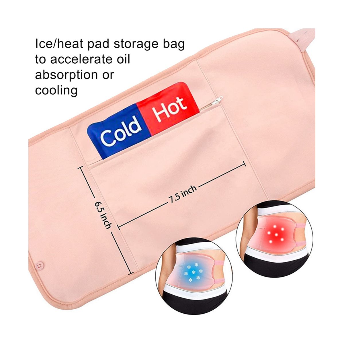 Reusable Organic Castor Oil Pack Kit, Adjustable Elastic Strap(Pink)