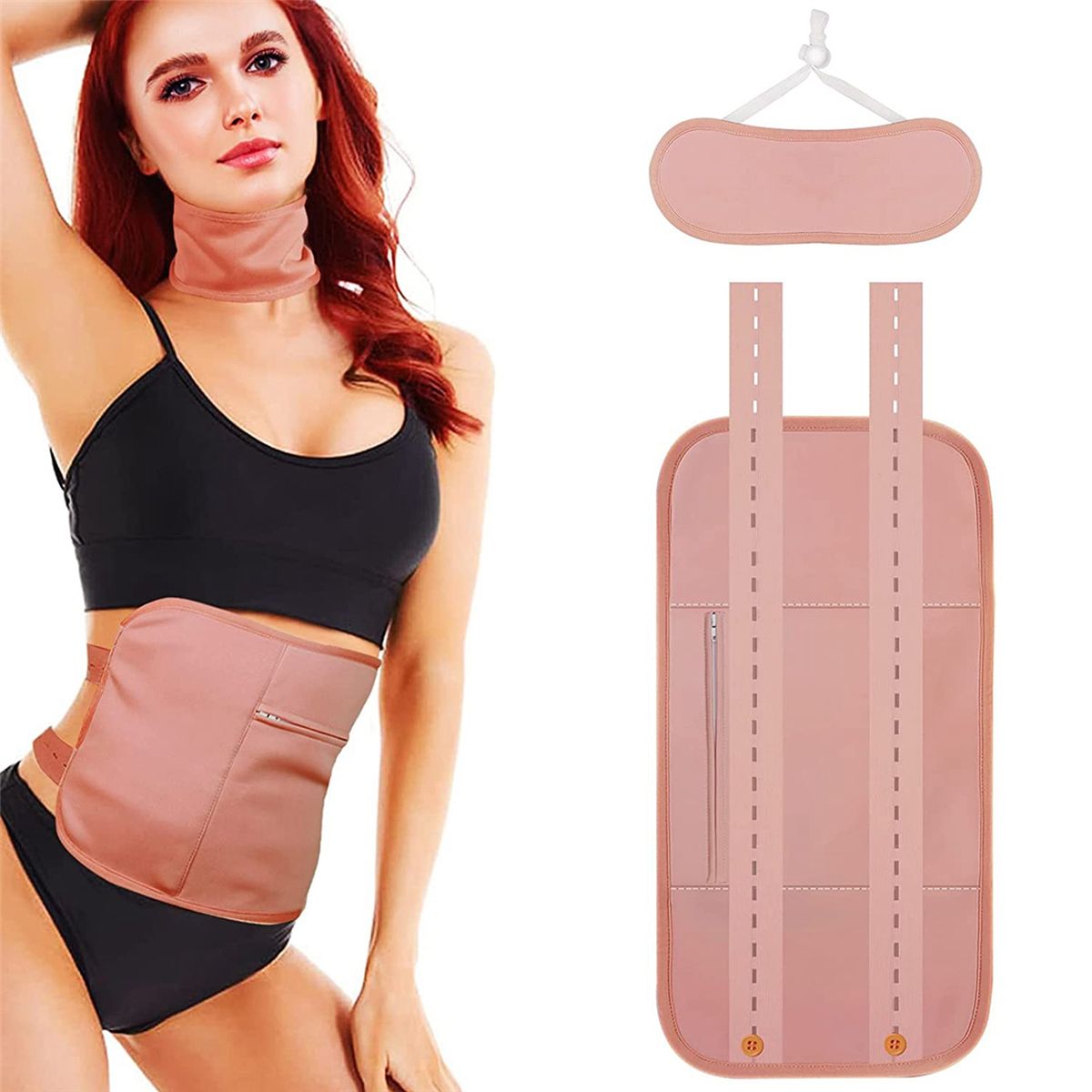 Reusable Organic Castor Oil Pack Kit, Adjustable Elastic Strap(Pink)