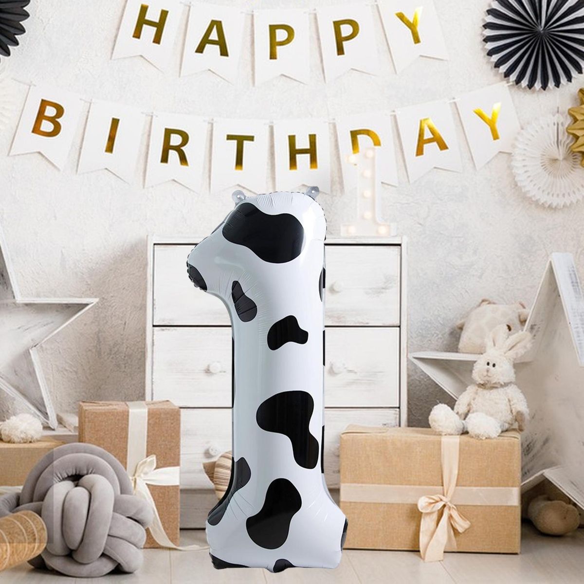 Durable Aluminum Film Balloon Whimsical Cow Number Balloon Fun