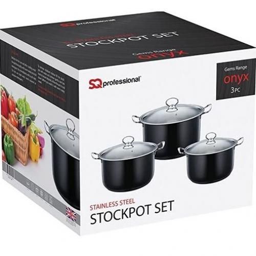 Stainless Steel Stock Pot Set Gem Range Onyx 3Pieces