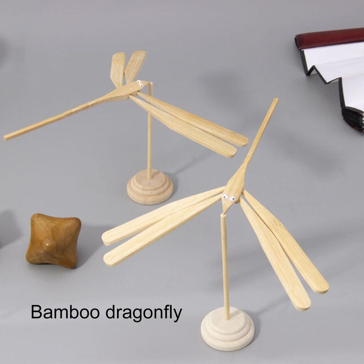 Bamboo Dragonfly Model Art Balance Bamboo Dragonfly Ornament Wooden Color