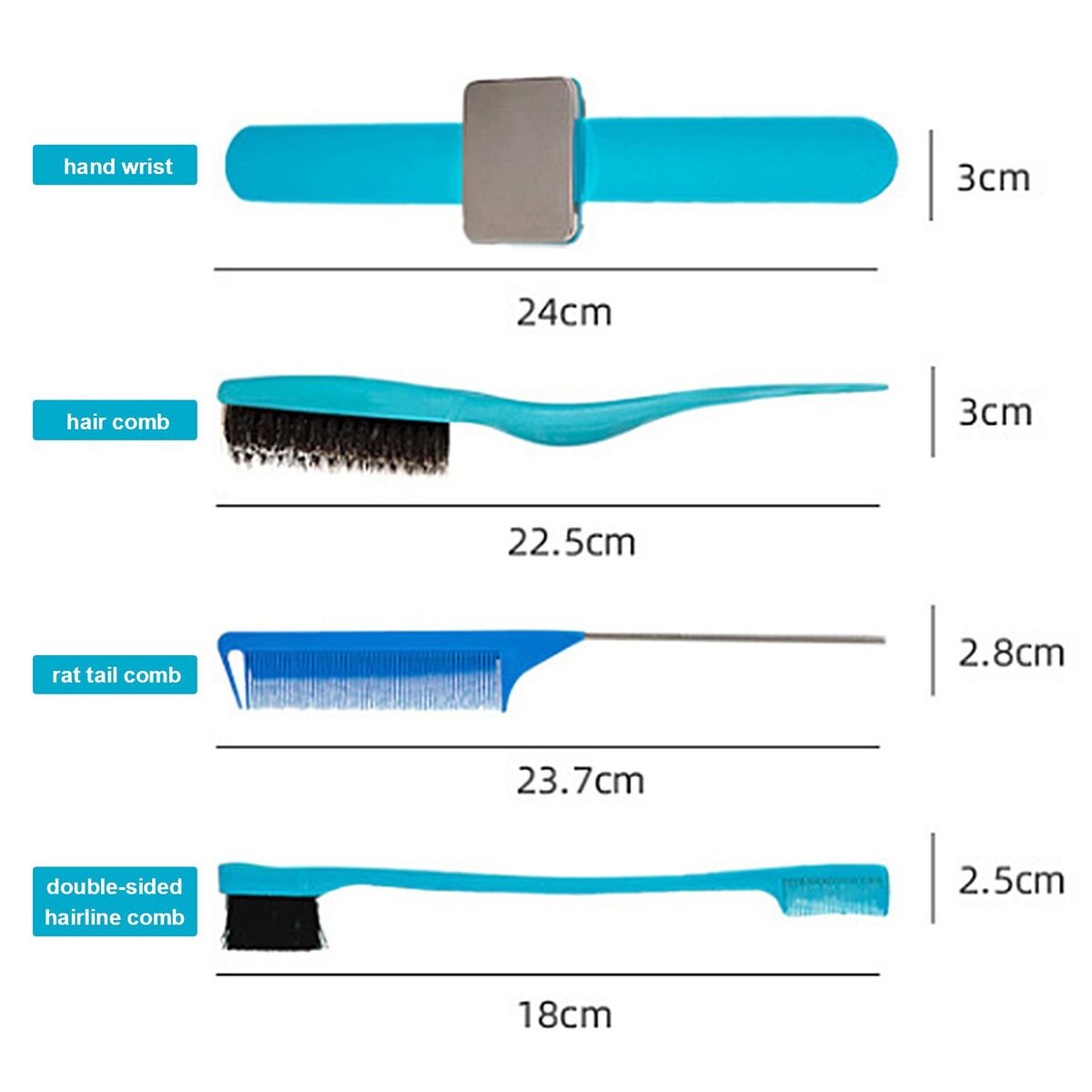 4Pcs Hair Combs Set Fine Tail Tooth Comb Rat Tail Comb Cutting Comb Double Sided Edge Control Brush Combs Anti Static for Men Women Hair Salon