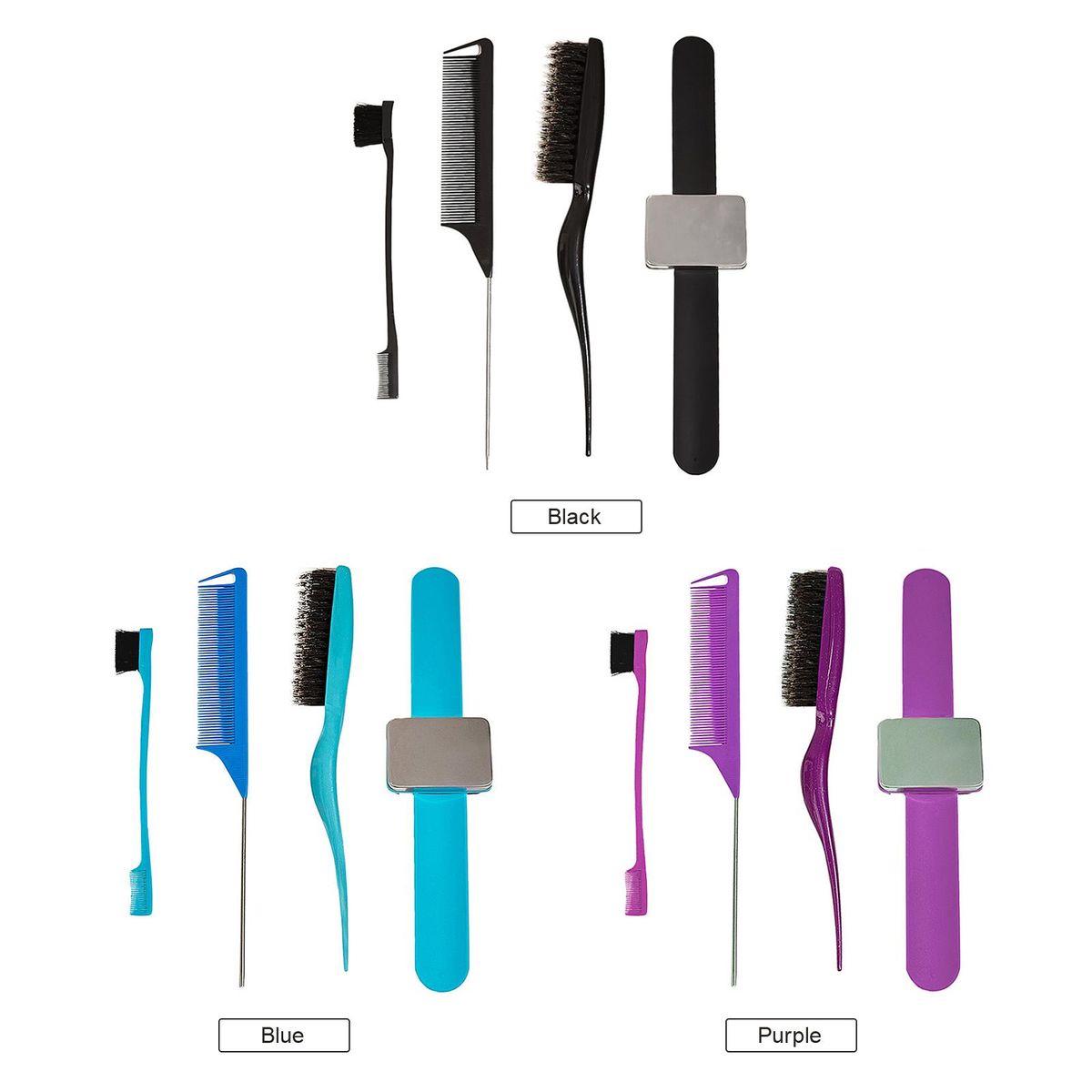 4Pcs Hair Combs Set Fine Tail Tooth Comb Rat Tail Comb Cutting Comb Double Sided Edge Control Brush Combs Anti Static for Men Women Hair Salon