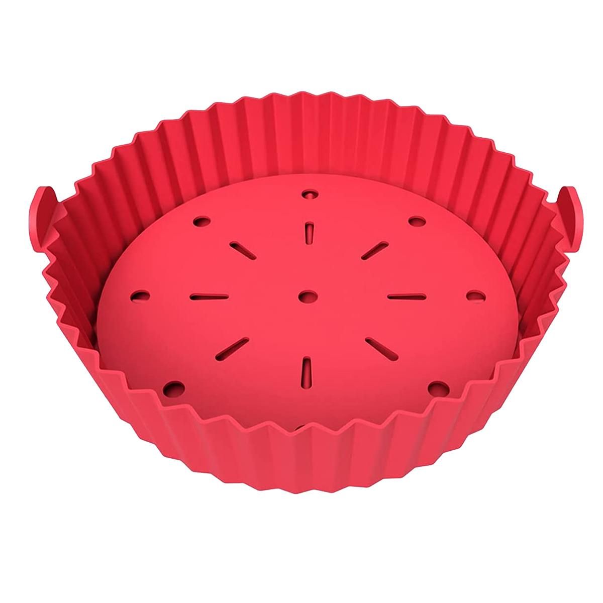 Fryer Liner 85 Inch-10 Inch Reusable Silicone Fryer PotNon-Stick Oil Filter Design 100% Food-Grade Kitchen Mat Red
