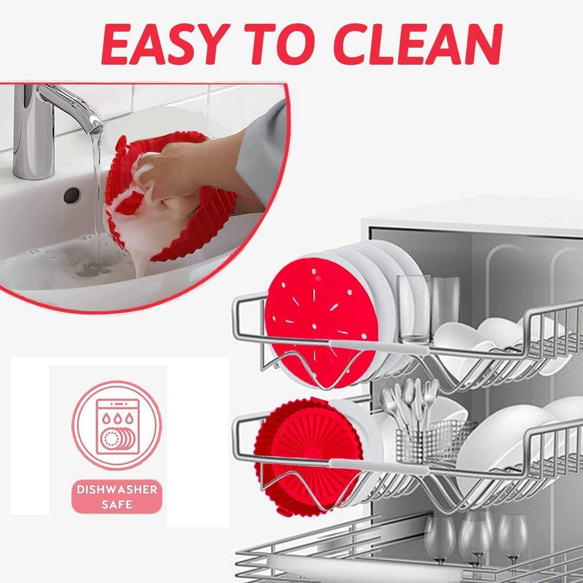 Fryer Liner 85 Inch-10 Inch Reusable Silicone Fryer PotNon-Stick Oil Filter Design 100% Food-Grade Kitchen Mat Red