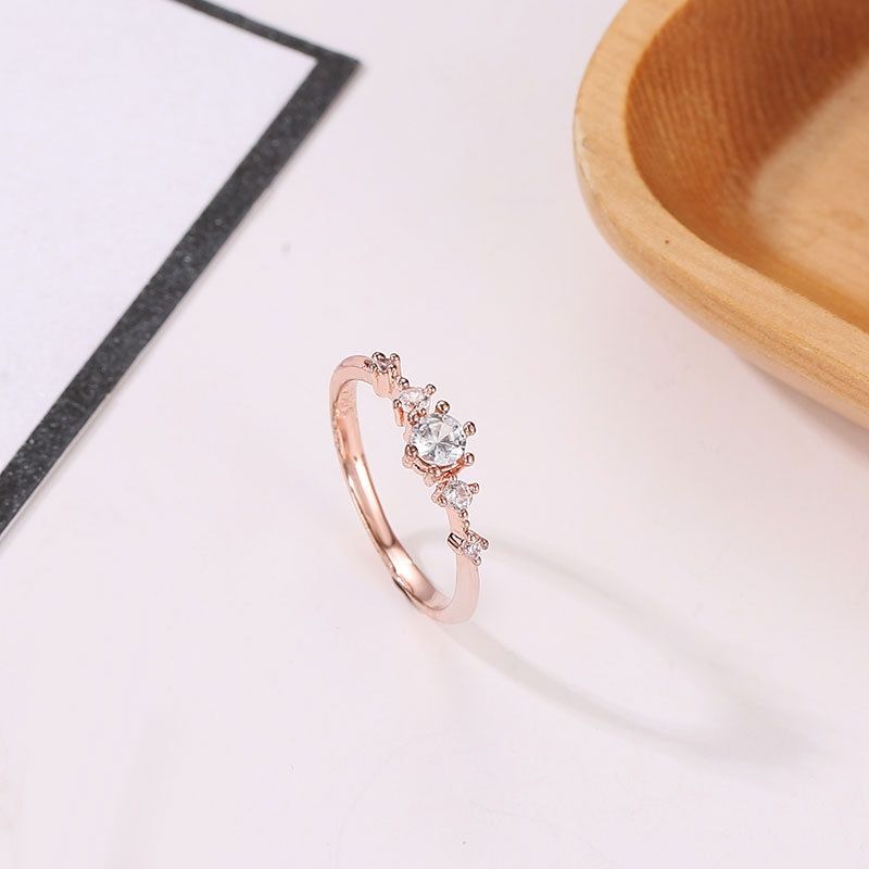 Women Vintage With Diamond Metal Ring, Ring Size:7(White)