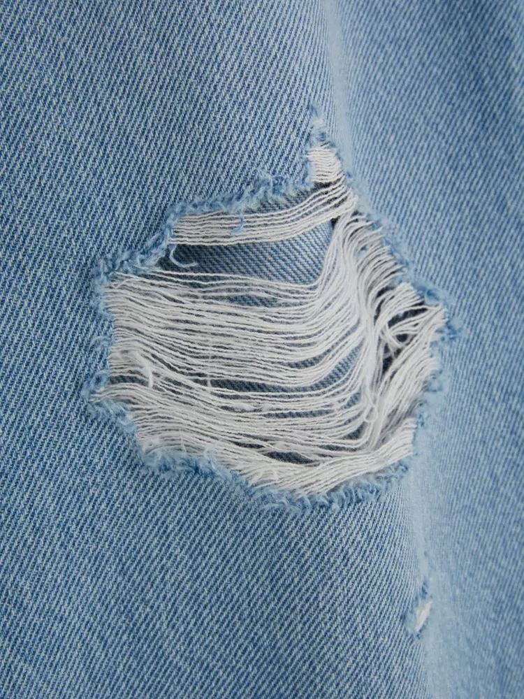Girls Fashion Distressed Denim Wide Leg Split Hem Jeans