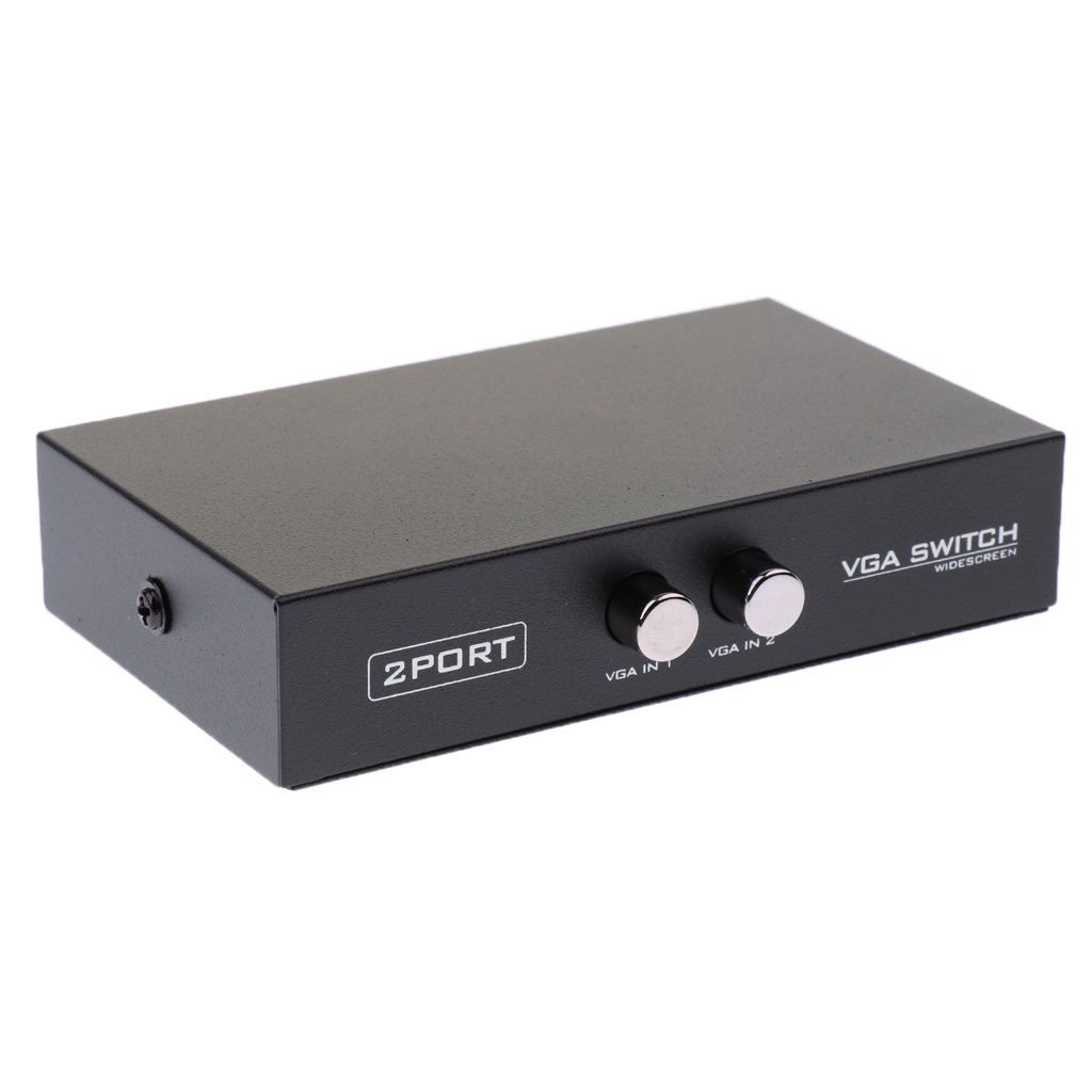 2-Port VGA Switch Push Button 2 In 1 Out For Monitor Share Switcher