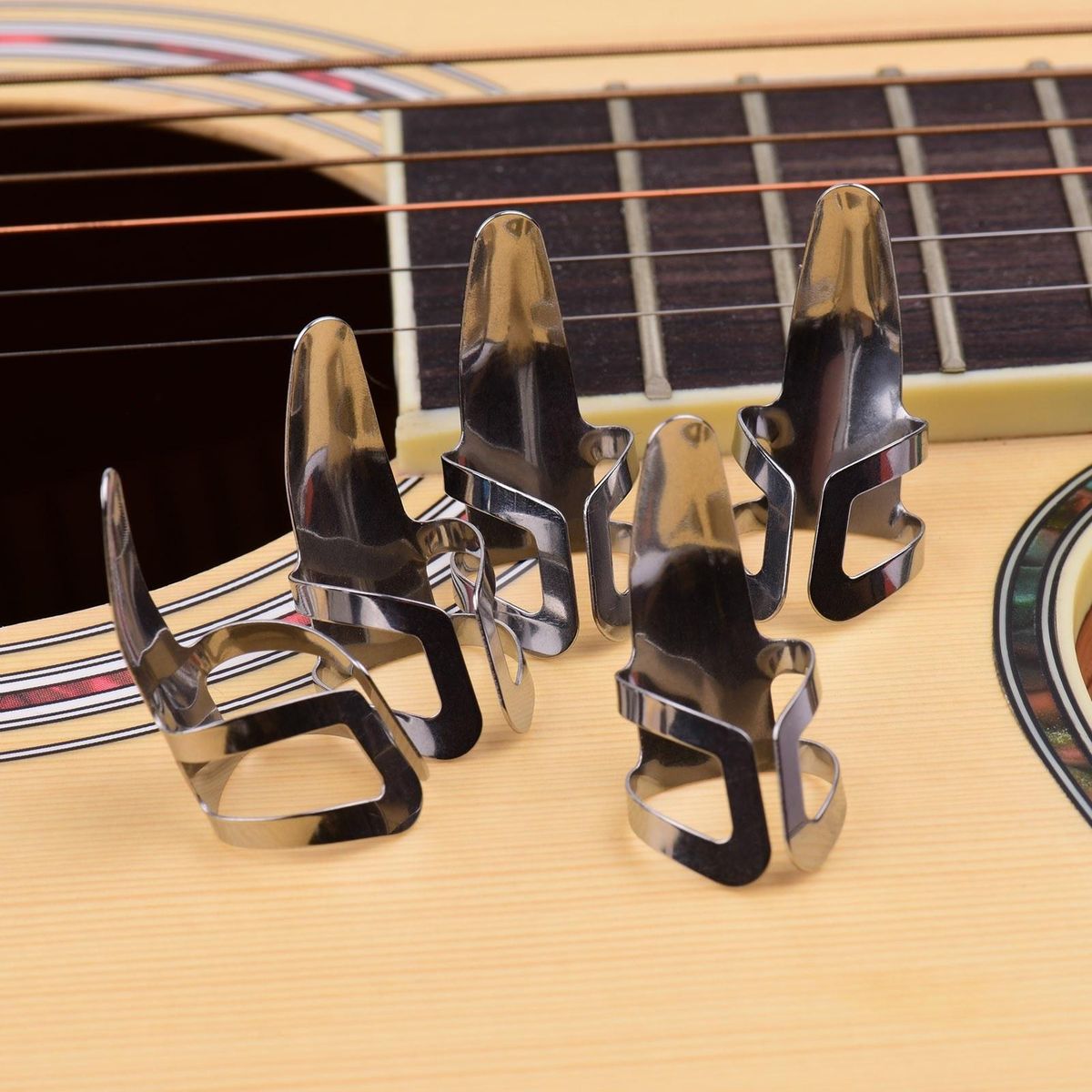 Guitar Thumb Finger Picks Set 5 Thumb Picks 5 Index Finger Picks 5 Metal Picks with Plastic Case