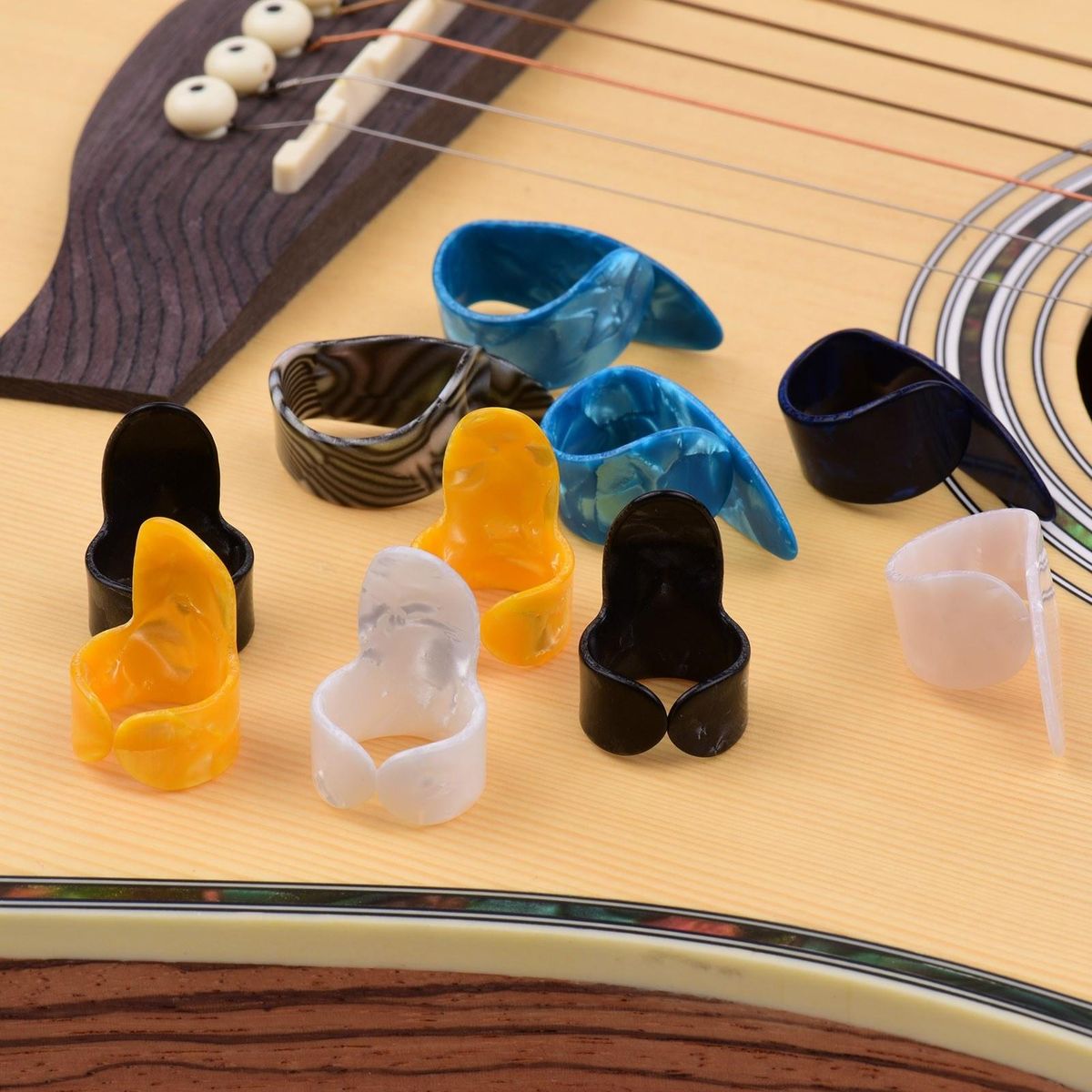 Guitar Thumb Finger Picks Set 5 Thumb Picks 5 Index Finger Picks 5 Metal Picks with Plastic Case