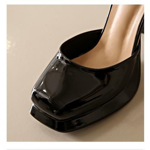 Patent Leather Platform Heel Office/Cooperate Shoe-BLACK