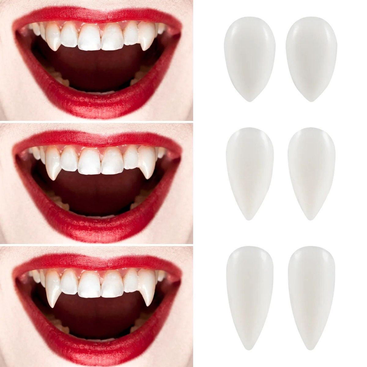3 Pairs Halloween Fake Teeth Vampire Fangs Cosplay Teeth Cosplay Party Props Halloween Fake Fangs