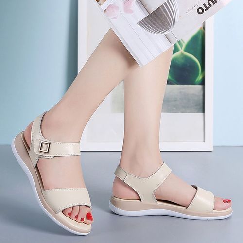 Women Summer Ultra Light Sandals Flat Shoes-Beige