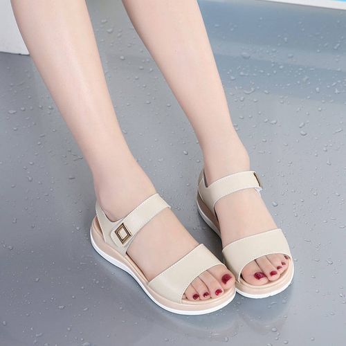 Women Summer Ultra Light Sandals Flat Shoes-Beige