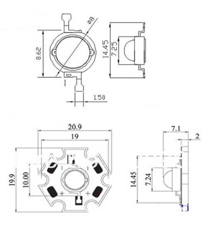 20pcs 3W UV Ultraviolet 390-410nm High Power LED 3watt