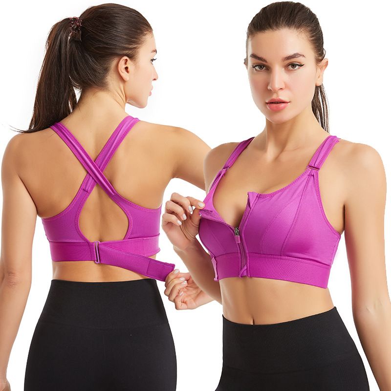 Sports Bras For Women Cross Back Padded Sports Bra Running Yoga Bra（Purple）