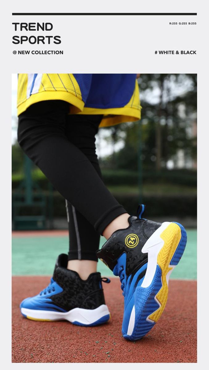 Boys basketball shoes leather sneakers basketball shoes Blue