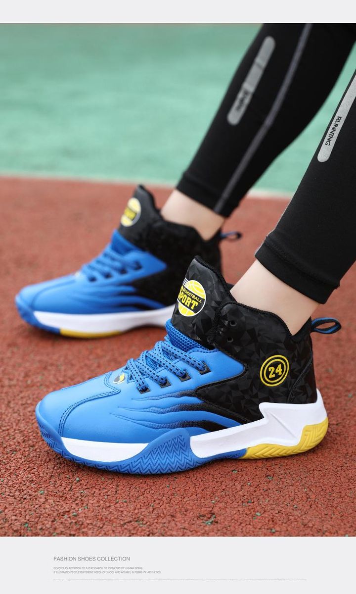 Boys basketball shoes leather sneakers basketball shoes Blue