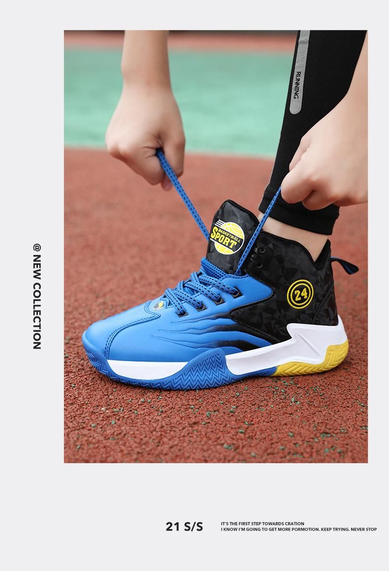 Boys basketball shoes leather sneakers basketball shoes Blue