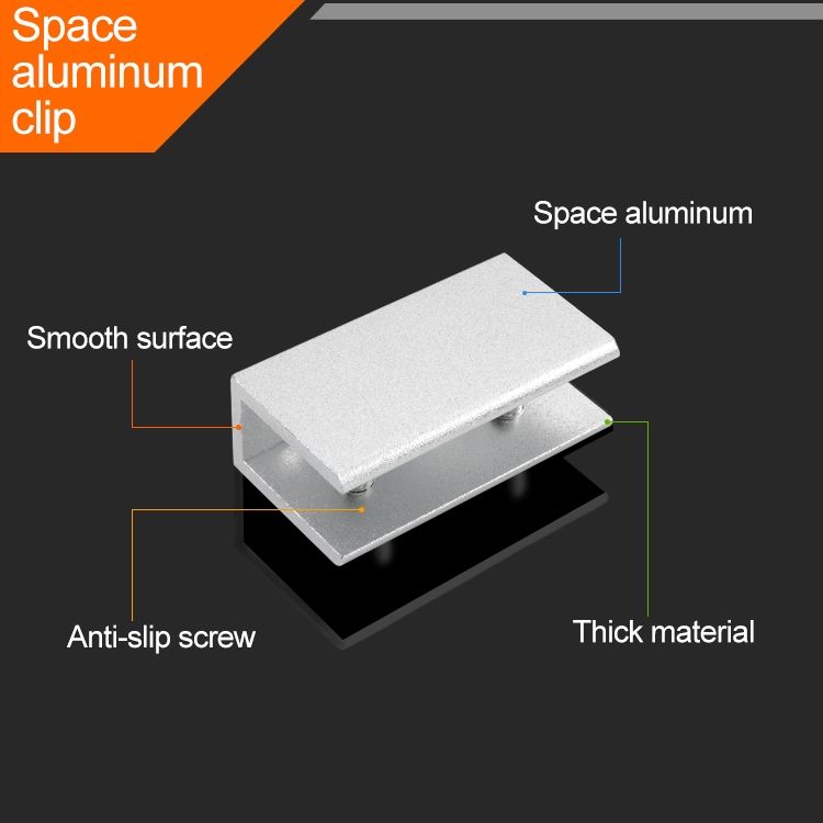 5 PCS Double Hole Aluminum Alloy Glass Fixing Clip, L, 20mm