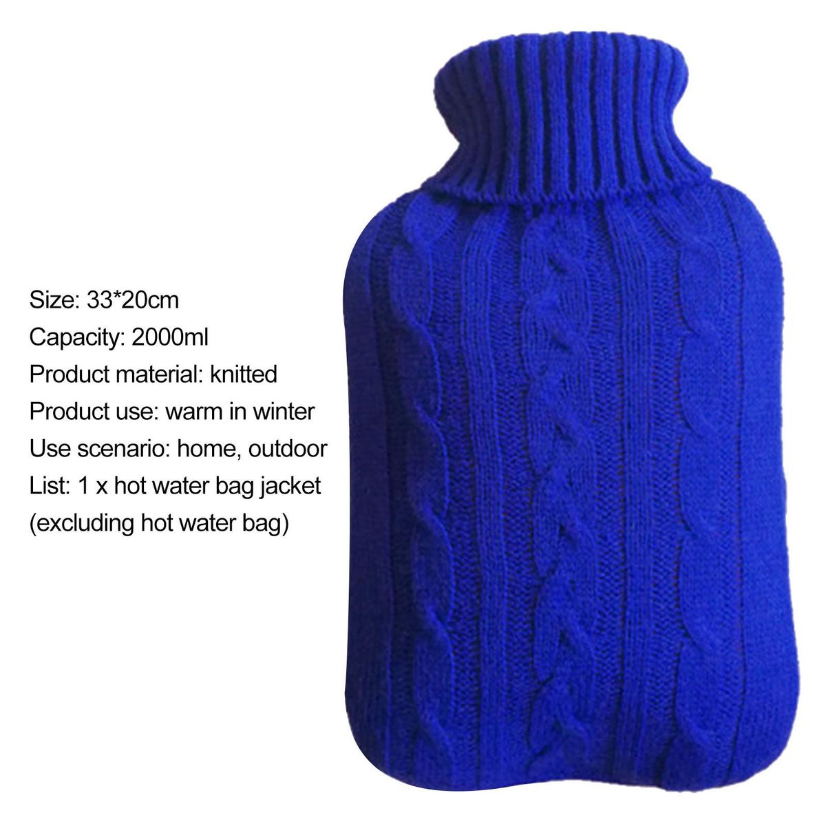 Hand Warmer Cover Filling Water Bag Heat Preservation Protector Knitting Cover Blue