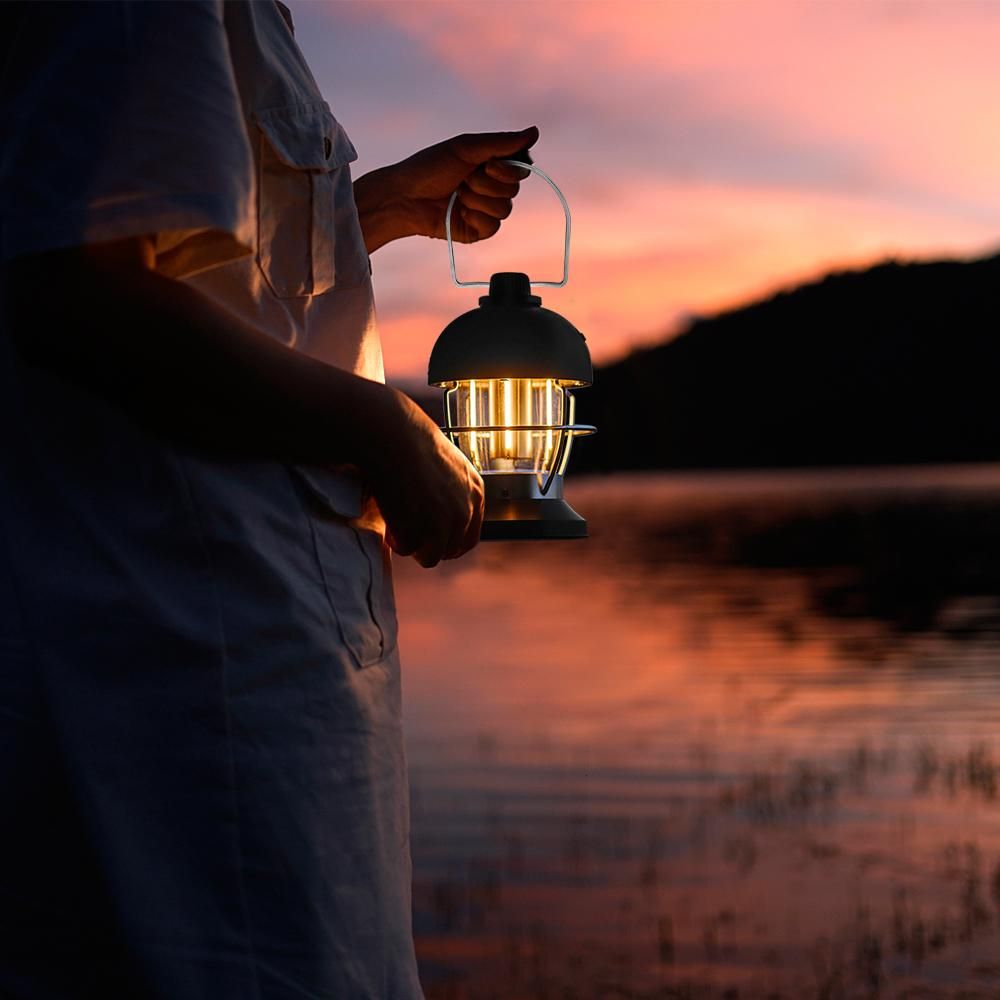 USB Rechargeable Camping Lantern Outdoor Hanging Light Lamp LED Tent Light for Garden Yard Patio Porch