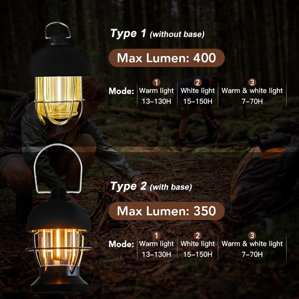 USB Rechargeable Camping Lantern Outdoor Hanging Light Lamp LED Tent Light for Garden Yard Patio Porch
