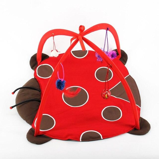 Multifunctional Cat Activity Playing Tent Cat Bed Pad Mat With Hanging Educational Toys Fun Foldable Kitten Pet Play Scratch Bed