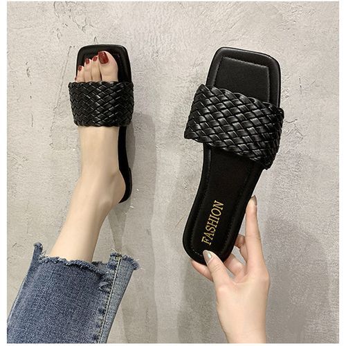 Women's Flat Bottom Fashion Slippers - Black