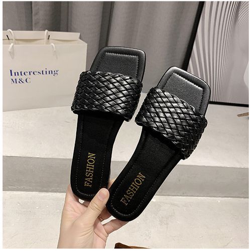 Women's Flat Bottom Fashion Slippers - Black