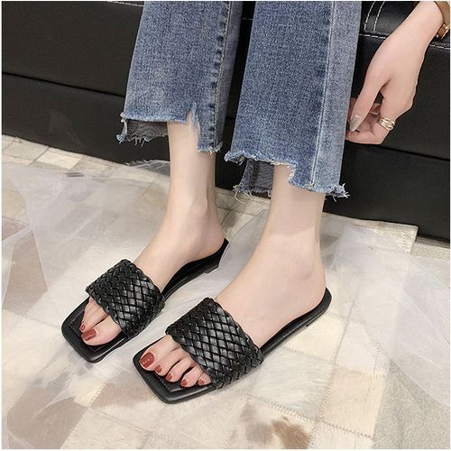 Women's Flat Bottom Fashion Slippers - Black