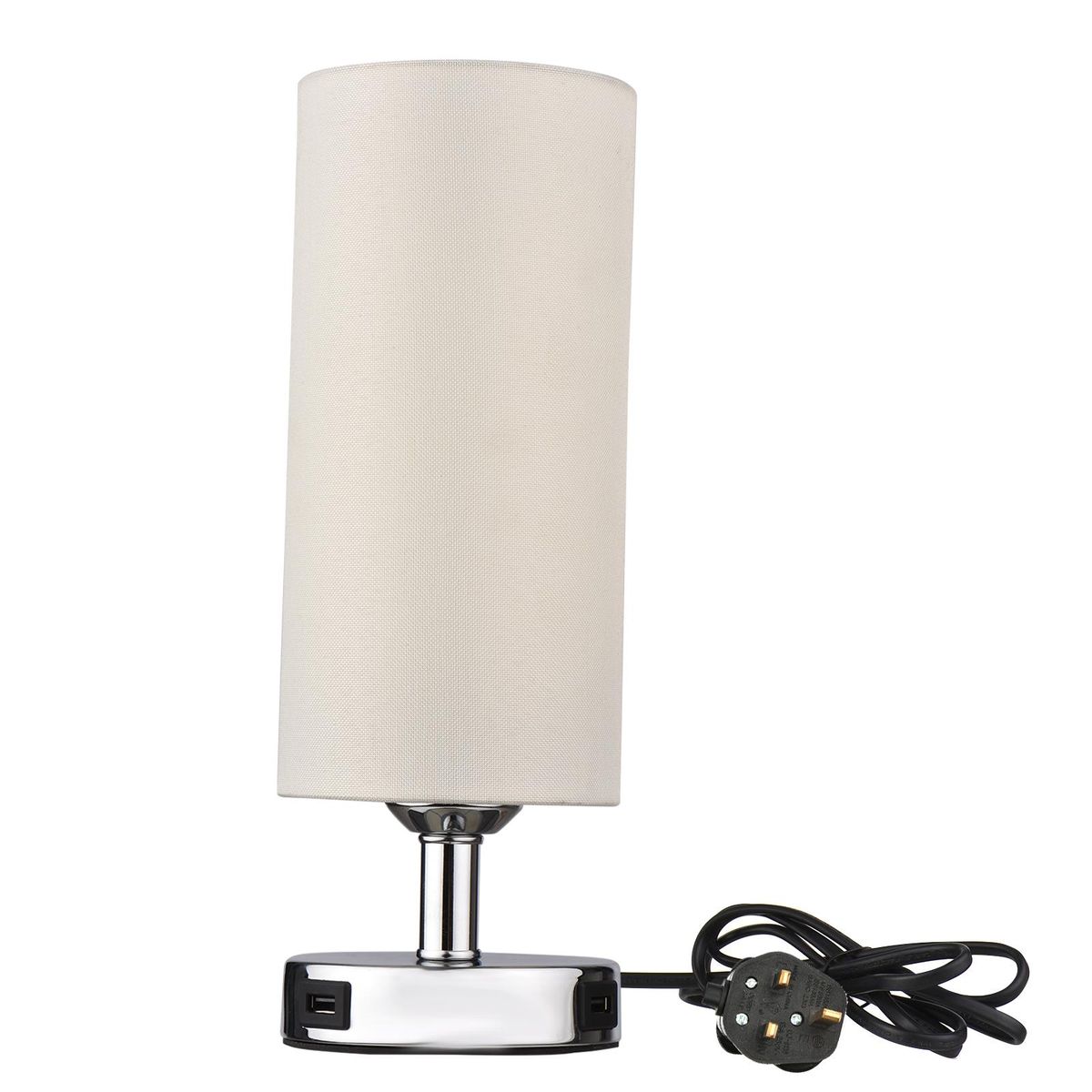 Touch Control Table Lamp Bedside Desk Lamp with E27 LED Bulb Warm White Light Modern Tabletop Lamp 2 USB Ports for Bedroom Living Room
