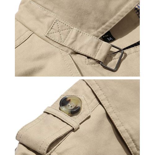 Men's Single-Breasted Cotton Jacket Windbreaker Trench Coat
