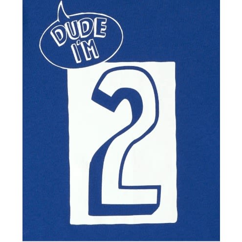 Boys Dude I'm  2- 2nd Birthday Number Tshirt - Mazarine Blue