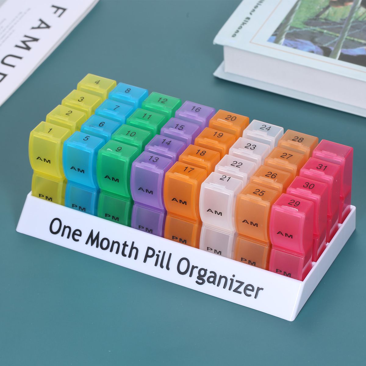 Monthly Pill Organizer Container With Popup Open Design 2