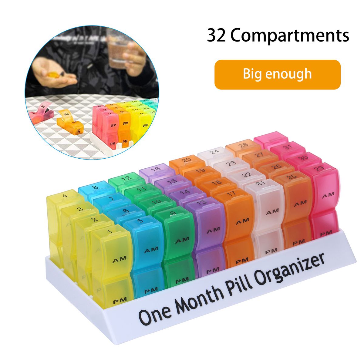 Monthly Pill Organizer Container With Popup Open Design 2
