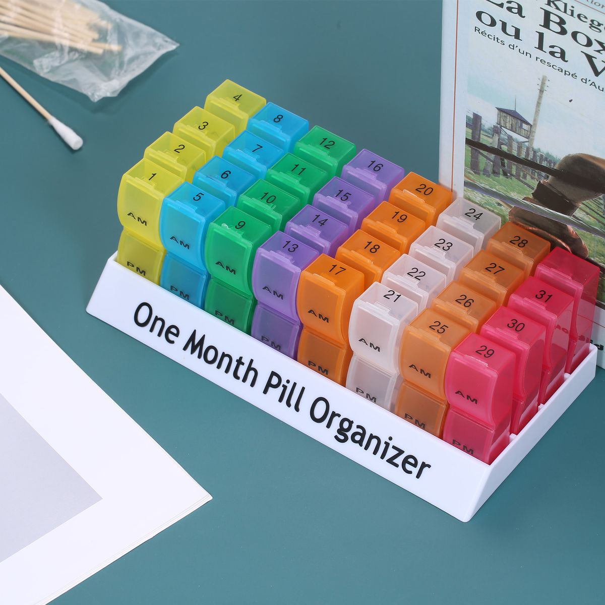 Monthly Pill Organizer Container With Popup Open Design 2