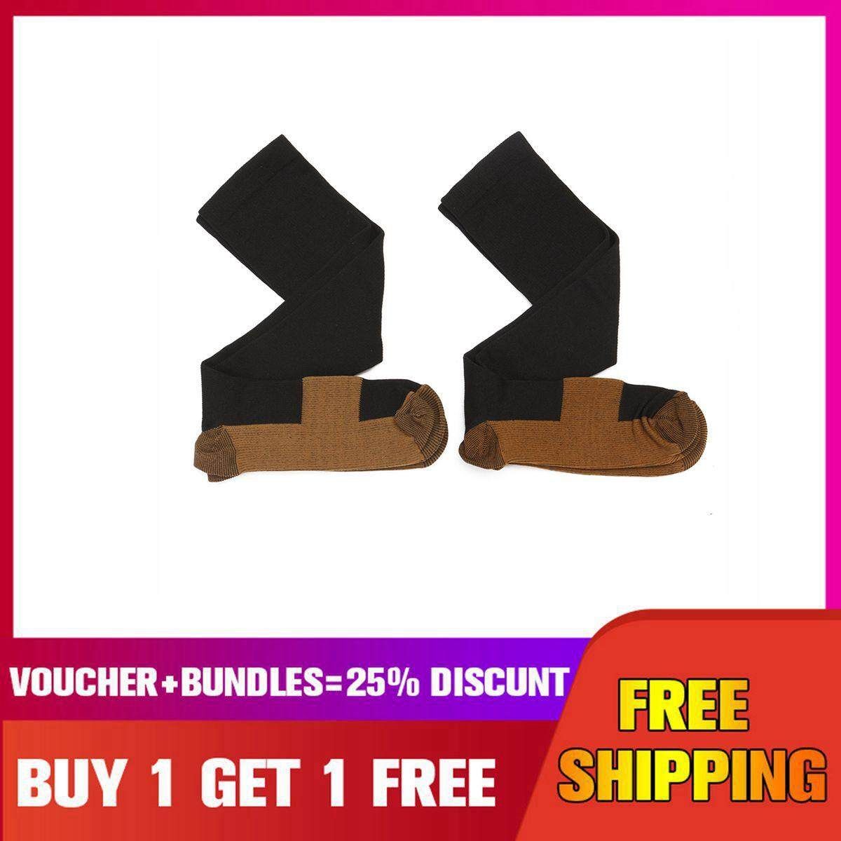 ?2Pcs Unisex Copper Infused Anti-Fatigue Compression Socks Varicose Vein Stocking L/XL