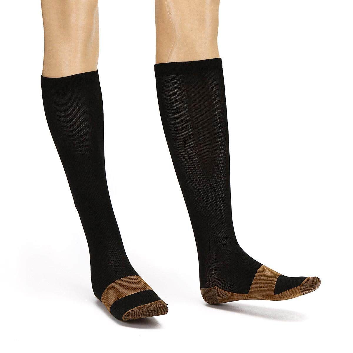 ?2Pcs Unisex Copper Infused Anti-Fatigue Compression Socks Varicose Vein Stocking L/XL