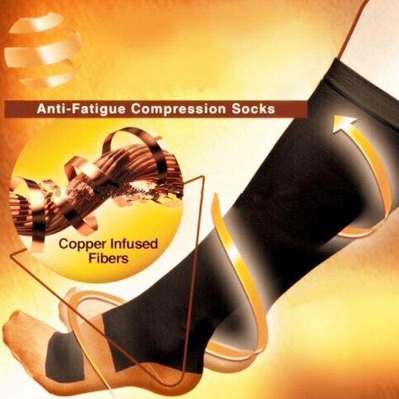 ?2Pcs Unisex Copper Infused Anti-Fatigue Compression Socks Varicose Vein Stocking L/XL