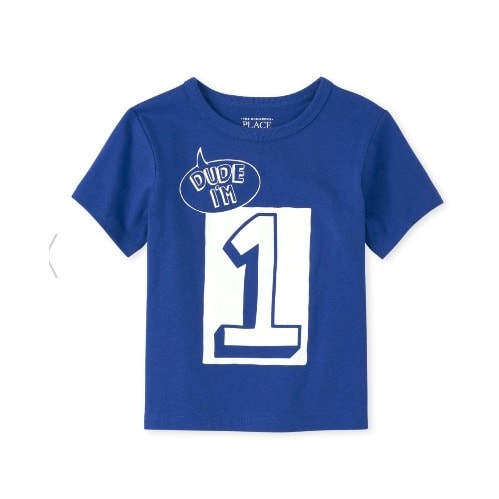 Boys Dude I'm  1- 1st Birthday Number Tshirt - Mazarine Blue