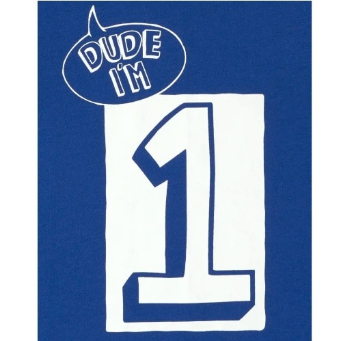Boys Dude I'm  1- 1st Birthday Number Tshirt - Mazarine Blue