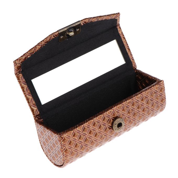 PU Leather Single  Case Holder Storage Box W/Mirror For Brown